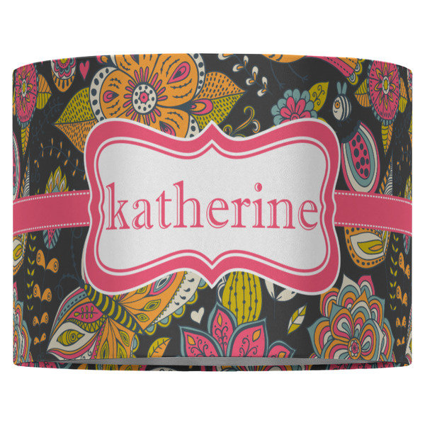 Birds & Butterflies 16" Drum Lampshade - FRONT (Fabric)