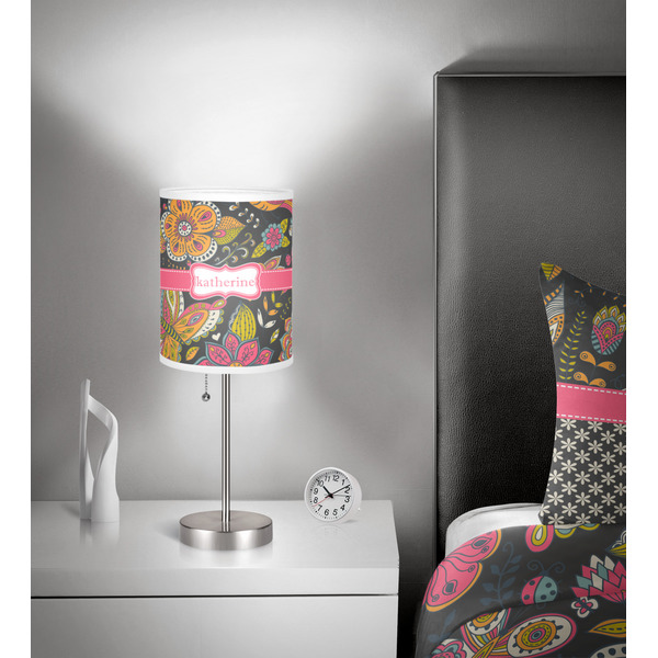 Birds & Butterflies 7 inch drum lamp shade - in room