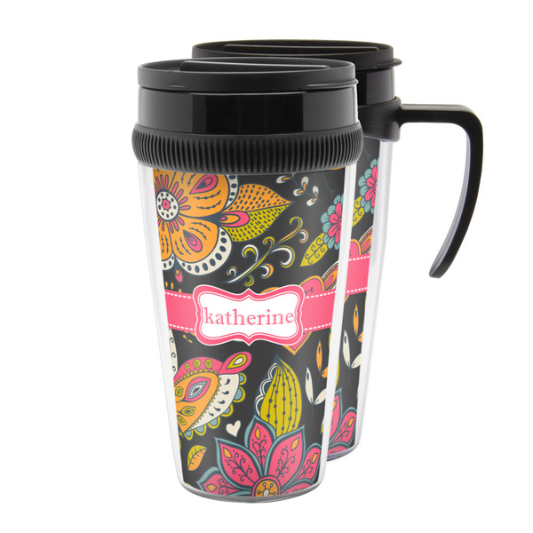 Custom Birds & Butterflies Acrylic Travel Mug (Personalized)