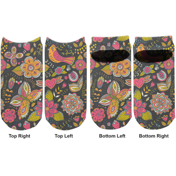 Birds & Butterflies Adult Ankle Socks - Double Pair - Front and Back - Apvl