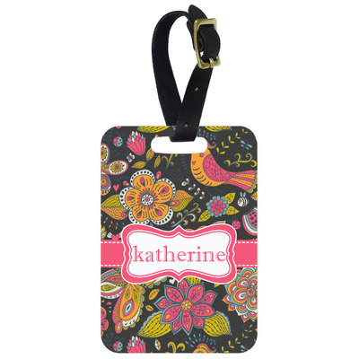 Birds & Butterflies Metal Luggage Tag w/ Name or Text