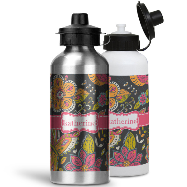 Birds & Butterflies Aluminum Water Bottles - MAIN (white &silver)