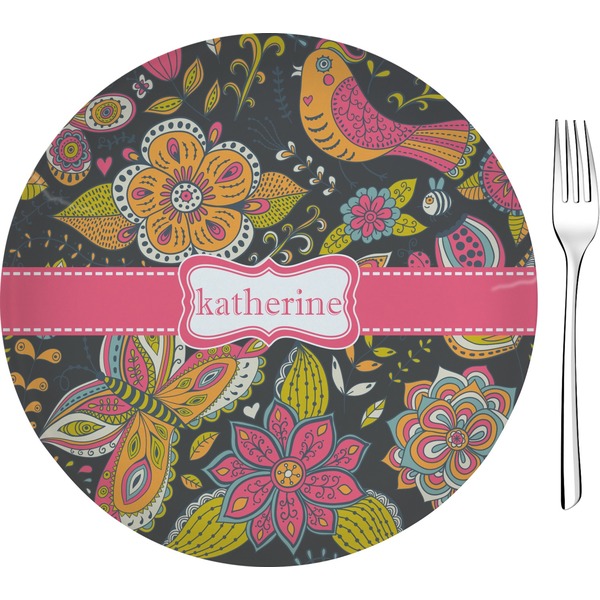 Custom Birds & Butterflies 8" Glass Appetizer / Dessert Plates - Single or Set (Personalized)