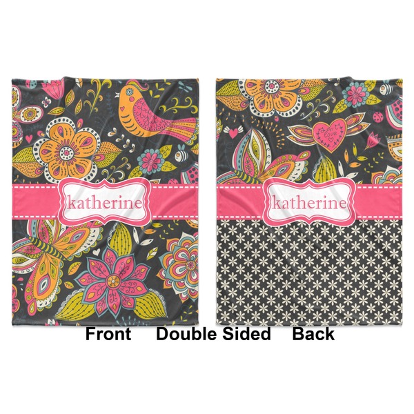 Birds & Butterflies Baby Blanket (Double Sided - Printed Front and Back)