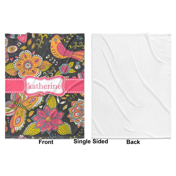 Birds & Butterflies Baby Blanket (Single Side - Printed Front, White Back)