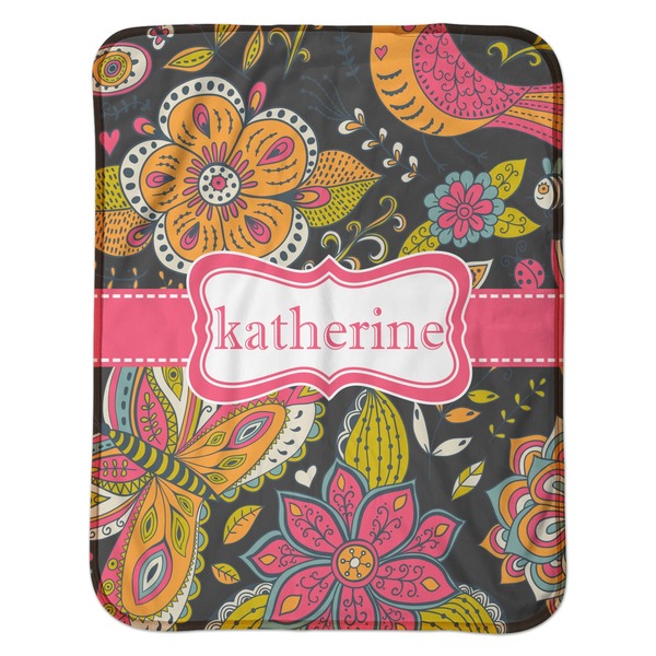 Birds & Butterflies Baby Sherpa Blanket - Flat