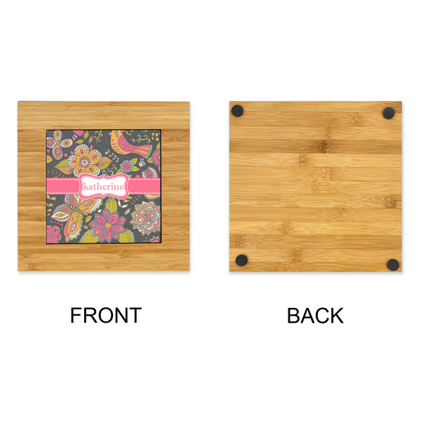 Birds & Butterflies Bamboo Trivet with 6" Tile - APPROVAL
