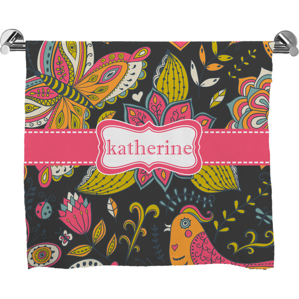 Custom Birds & Butterflies Bath Towel (Personalized)