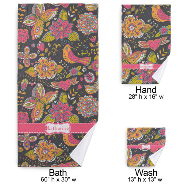 Birds & Butterflies Bath Towel Sets - 3-piece - Approval