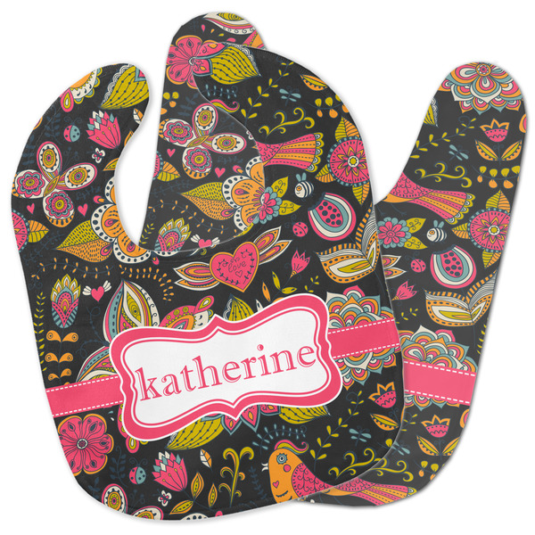 Custom Birds & Butterflies Baby Bib w/ Name or Text