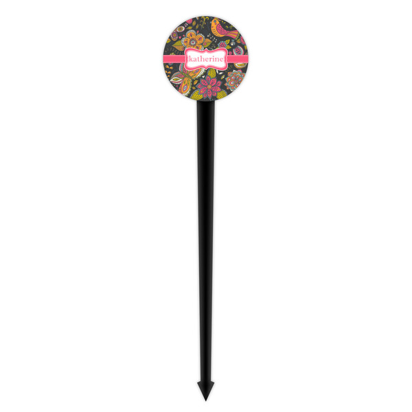 Birds & Butterflies Black Plastic 4" Food Pick - Round - Single Pick