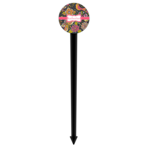 Birds & Butterflies Black Plastic 6" Food Pick - Round - Single Pick