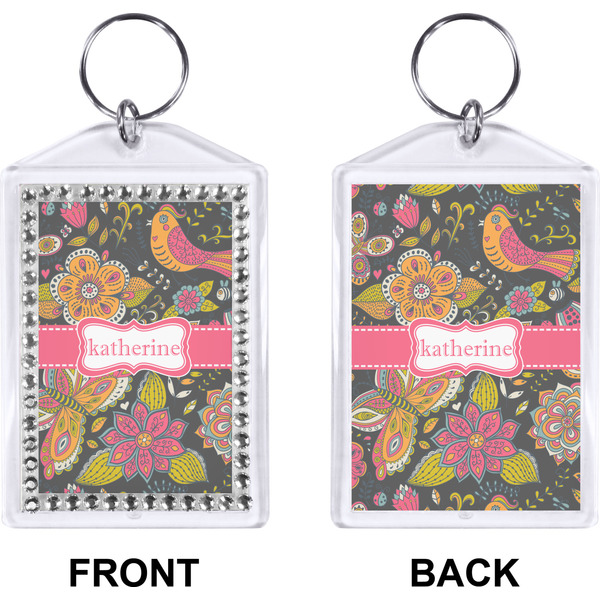 Birds & Butterflies Bling Keychain (Front + Back)