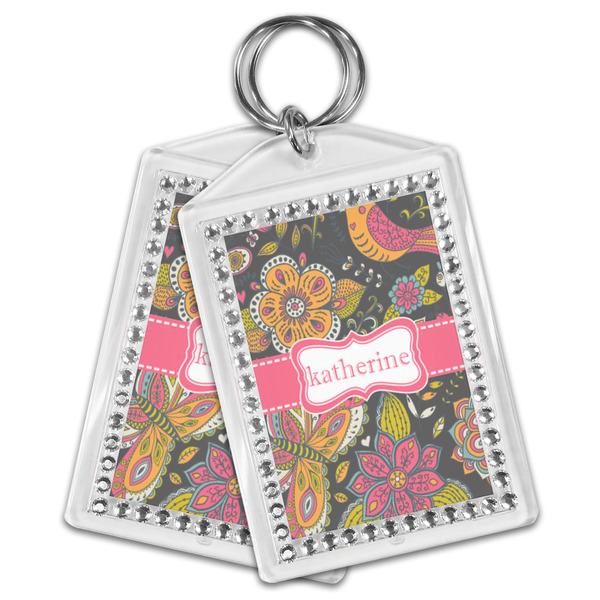 Birds & Butterflies Bling Keychain - MAIN