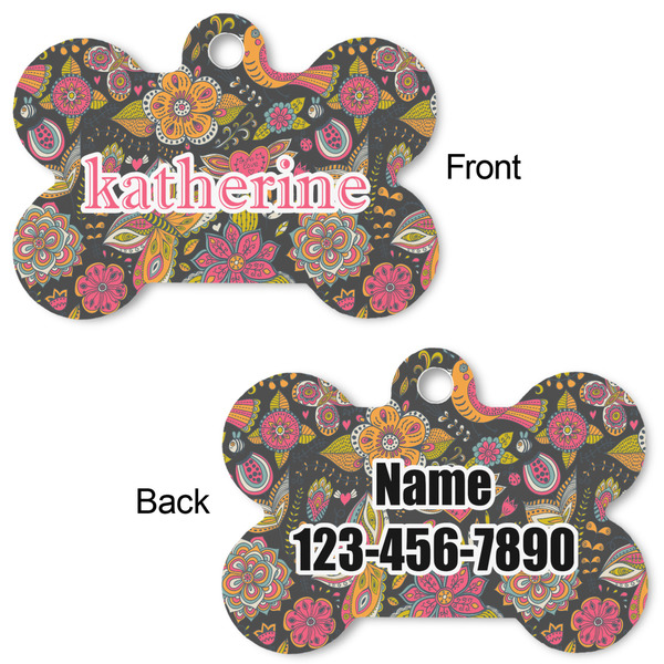 Birds & Butterflies Bone Shaped Dog ID Tag - Large - Approval