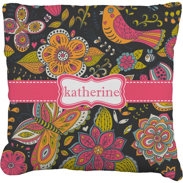 Custom Birds & Butterflies Faux-Linen Throw Pillow 20" (Personalized)