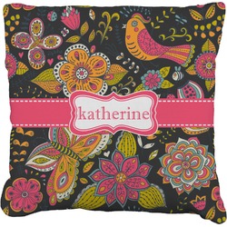 Birds & Butterflies Faux-Linen Throw Pillow 26" (Personalized)