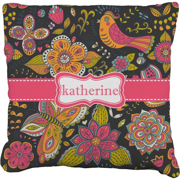 Custom Birds & Butterflies Faux-Linen Throw Pillow 26" (Personalized)