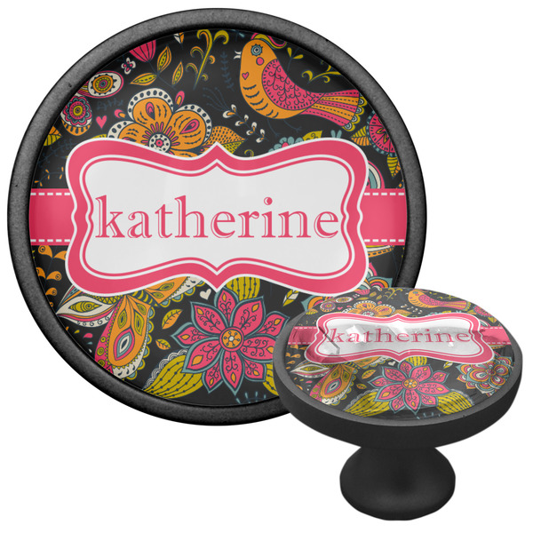 Birds & Butterflies Cabinet Knob - Black - Multi Angle