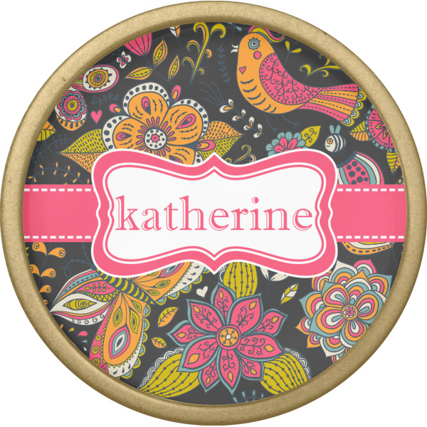 Birds & Butterflies Cabinet Knob - Gold - Front