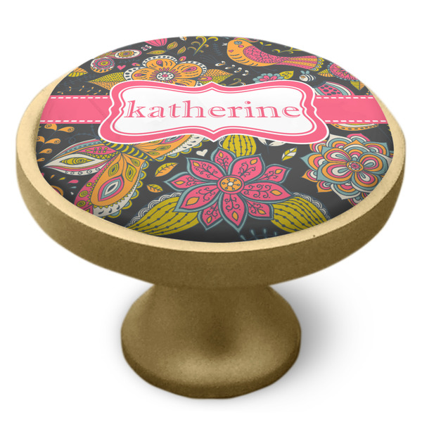 Birds & Butterflies Cabinet Knob - Gold - Side