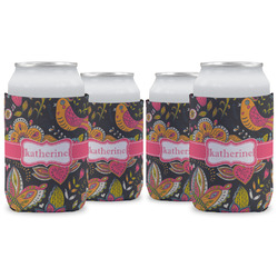 Birds & Butterflies Can Cooler (12 oz) - Set of 4 w/ Name or Text
