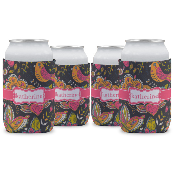 Custom Birds & Butterflies Can Cooler (12 oz) - Set of 4 w/ Name or Text