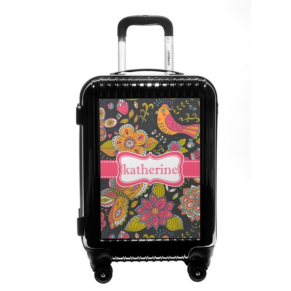 Custom Birds & Butterflies Carry On Hard Shell Suitcase (Personalized)