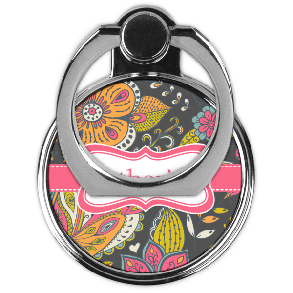 Birds & Butterflies Cell Phone Ring Stand & Holder - Front (Collapsed)