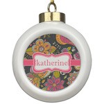 Birds & Butterflies Ceramic Ball Ornament (Personalized)