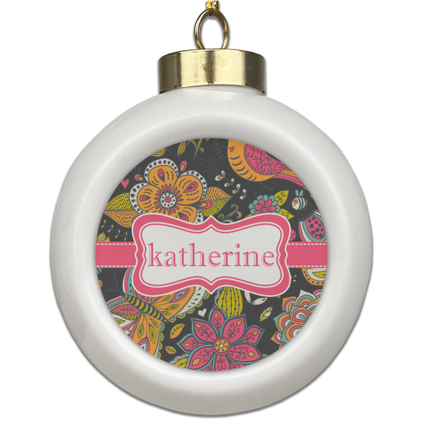 Custom Birds & Butterflies Ceramic Ball Ornament (Personalized)