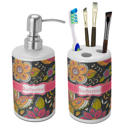 Birds & Butterflies Ceramic Bathroom Accessories Set (Personalized)