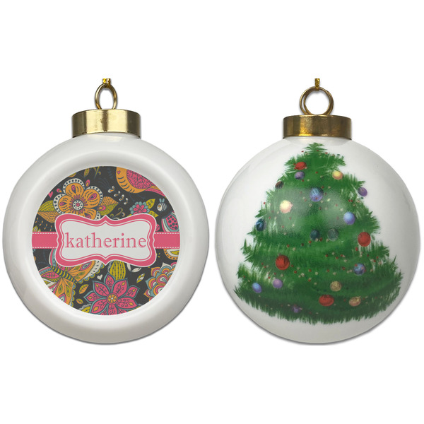 Birds & Butterflies Ceramic Christmas Ornament - X-Mas Tree (APPROVAL)