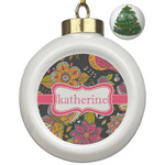 Birds & Butterflies Ceramic Ball Ornament - Christmas Tree (Personalized)