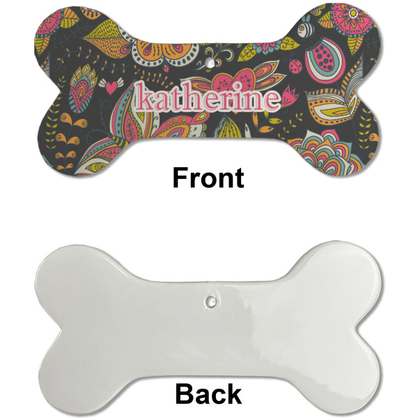 Birds & Butterflies Ceramic Flat Ornament - Bone Front & Back Single Print (APPROVAL)