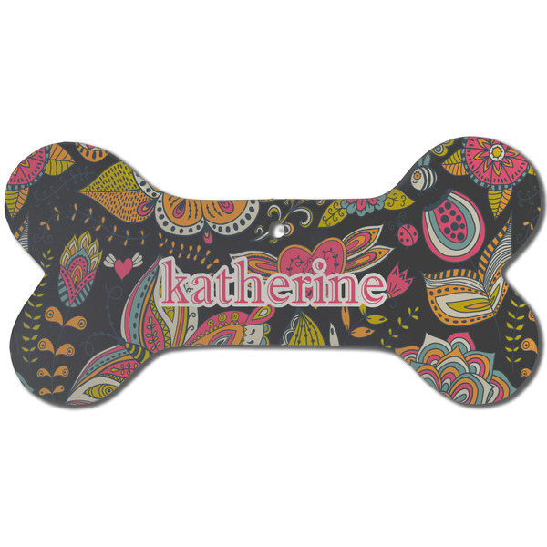 Birds & Butterflies Ceramic Flat Ornament - Bone Front