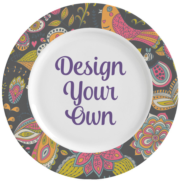 Custom Birds & Butterflies Ceramic Dinner Plates (Set of 4) (Personalized)