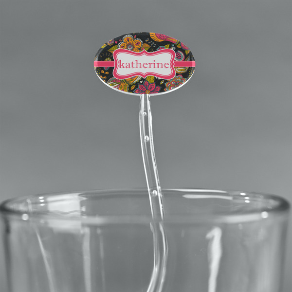 Birds & Butterflies Clear Plastic 7" Stir Stick - Oval - Main