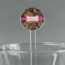 Birds & Butterflies 7" Round Plastic Stir Sticks - Clear (Personalized)