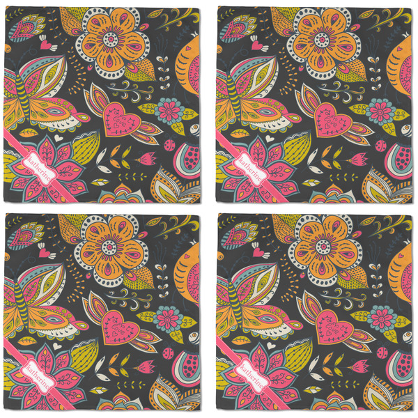Birds & Butterflies Cloth Napkins - Personalized Dinner (APPROVAL) Set of 4