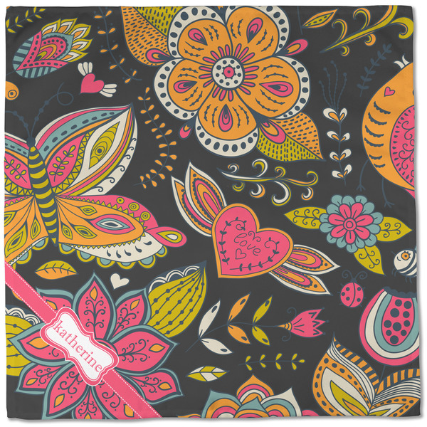 Birds & Butterflies Cloth Napkins - Personalized Dinner (Full Open)