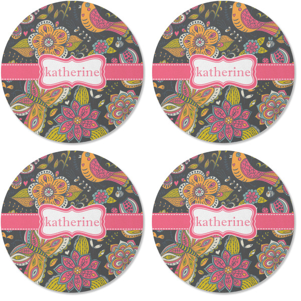 Birds & Butterflies Coaster Round Rubber Back - Apvl