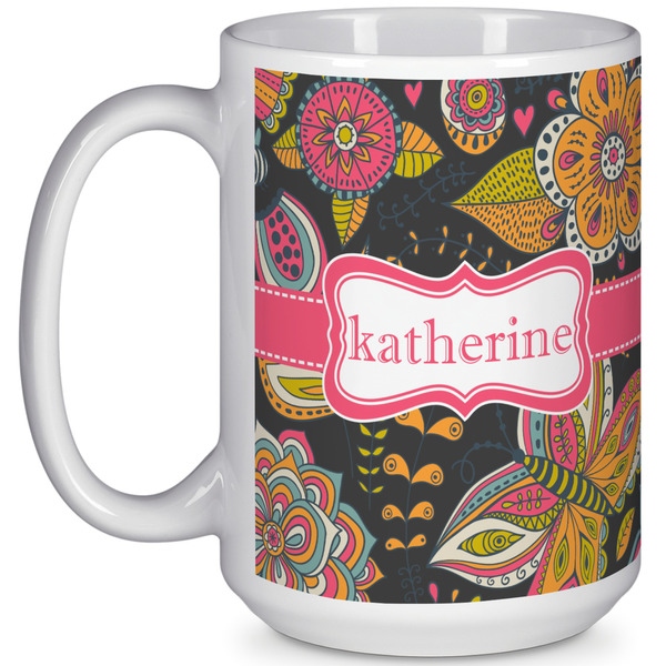 Custom Birds & Butterflies 15 Oz Coffee Mug - White (Personalized)