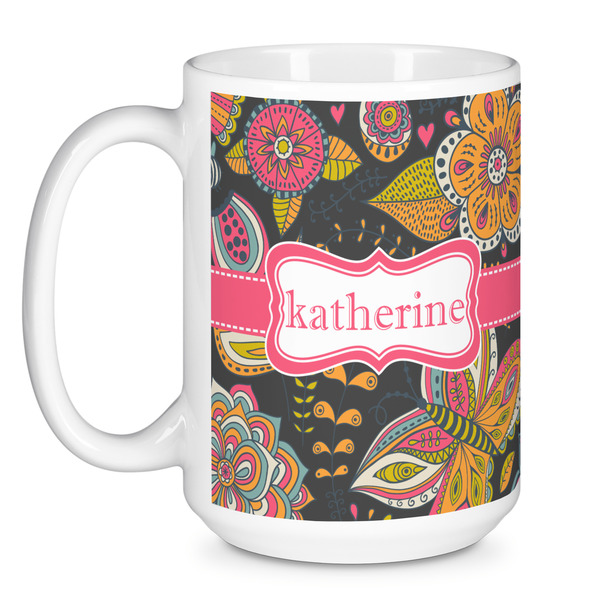 Birds & Butterflies Coffee Mug - 15 oz - White