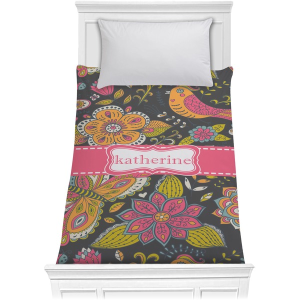Custom Birds & Butterflies Comforter - Twin (Personalized)