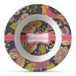 Birds & Butterflies Plastic Bowl - Microwave Safe - Composite Polymer (Personalized)