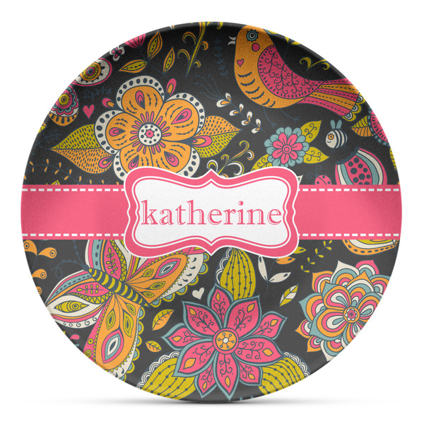 Custom Birds & Butterflies Microwave Safe Plastic Plate - Composite Polymer (Personalized)