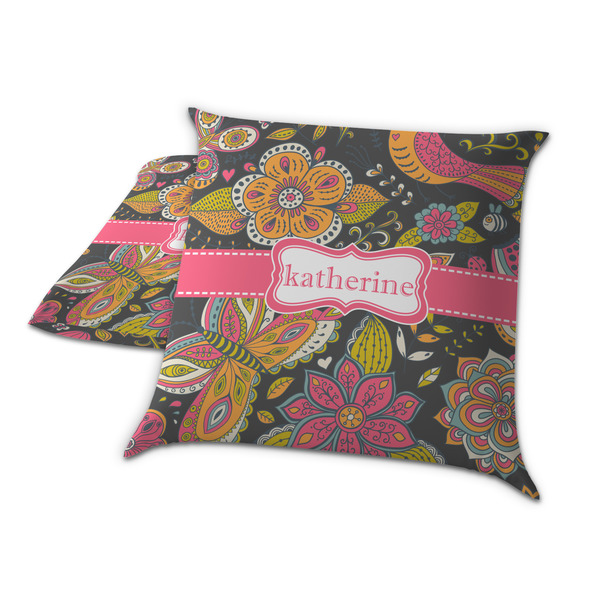 Birds & Butterflies Decorative Pillow Case - TWO
