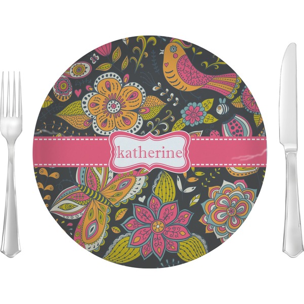 Custom Birds & Butterflies 10" Glass Lunch / Dinner Plates - Single or Set (Personalized)