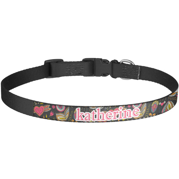 Custom Birds & Butterflies Dog Collar - Large (Personalized)